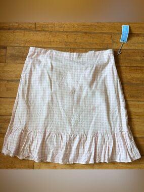 Draper James Pink Gingham Ruffle-Hem Mini Skirt
